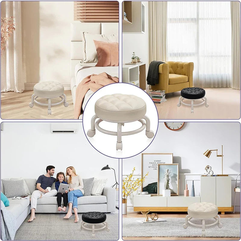 Universal Wheel Stool - 360 Degree Rotating Round Chair for Children, Low Household Pulley Stool for Shoe Changing