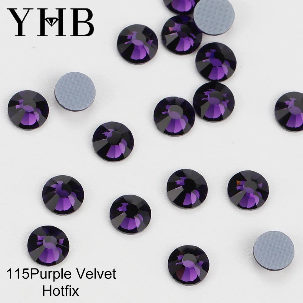 YHB 101-127 Hotfix Crystal Rhinestones - Glitter Glass Flatback Gems for Bags, Shoes, Garments, Phone & Nail Art DIY