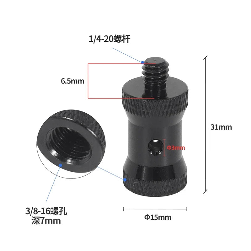 Reinforced Camera Screw Adapter - 1/4 to 3/8 Inch Male Female Thread Converter for Tripod Monopod Ball Head Light Bike Mount