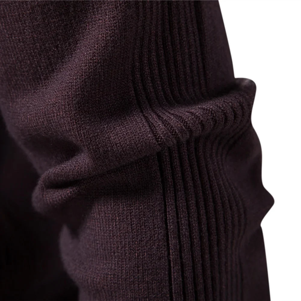 Men's Winter Turtleneck Sweater - Solid Color Warm Slim Fit High Neck Long Sleeve Casual Pullover Top