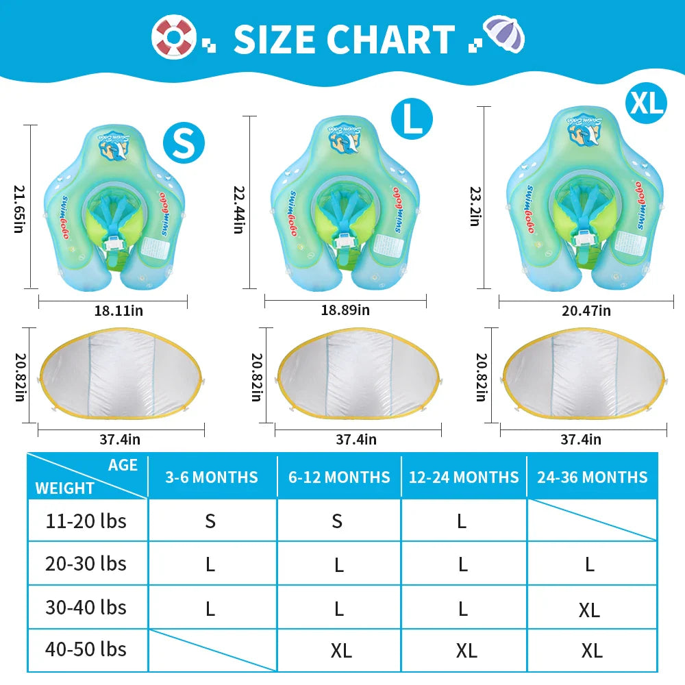 Baby Swimming Float with Canopy – Inflatable Infant Floating Ring, Kids Swim Pool Accessory, Summer Bathing Toy