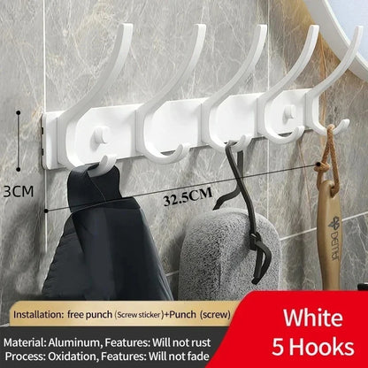 Folding Wall Robe Hooks - Black & White Towel, Coat & Clothes Hanger for Bathroom & Kitchen