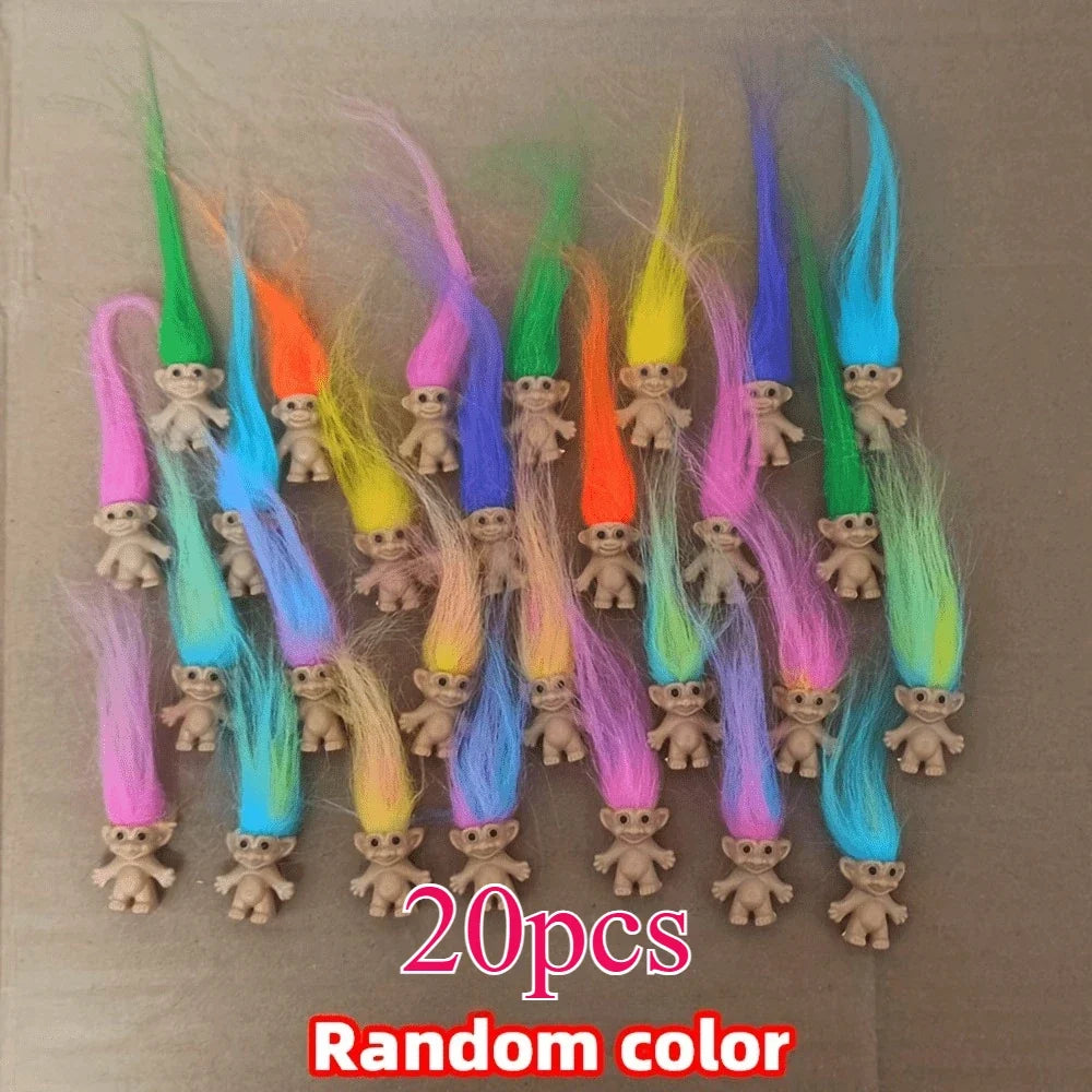 Vintage Troll Doll Figures - Colorful Cute Lucky Trolls Collection, Party Favors & Christmas Halloween Decor