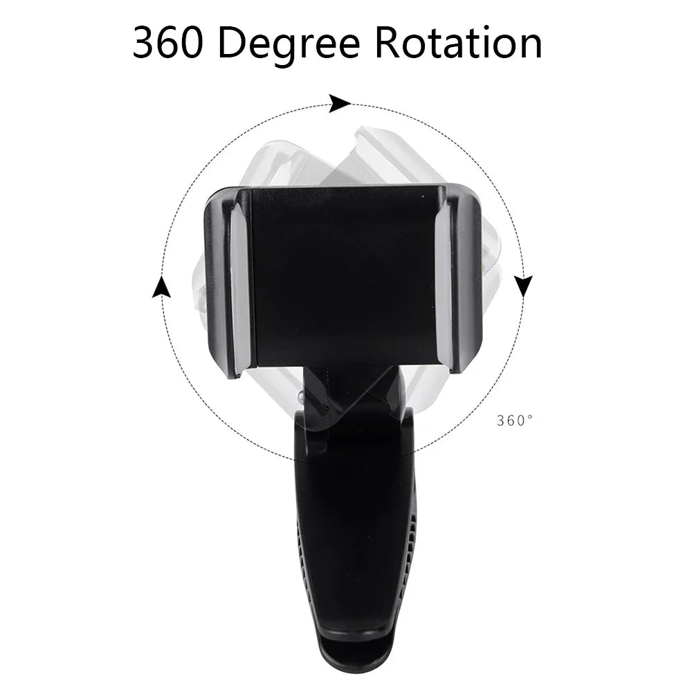 Car Sun Visor Phone Holder - 360° Rotating Universal Navigation Mount Clip