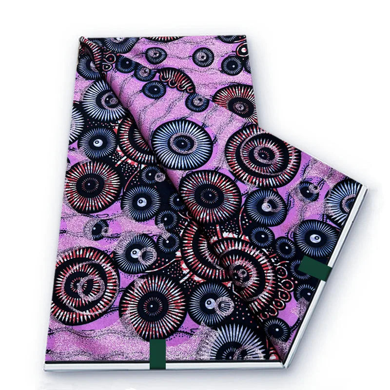 Grand African Glitter Wax Fabric - 6 Yards Soft Cotton Ankara Print Material for Nigerian Clothing