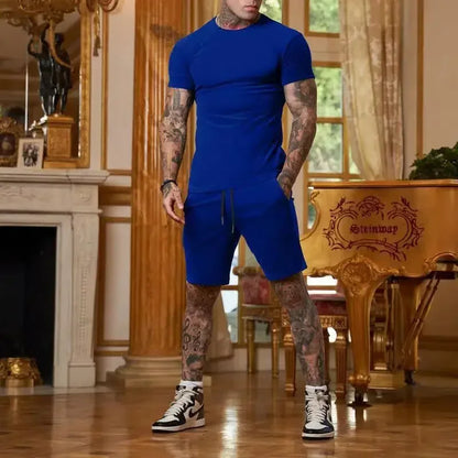 Men's Summer Sports Suit - Breathable T-Shirt & Shorts Two-Piece Casual Outdoor Tracksuit Set