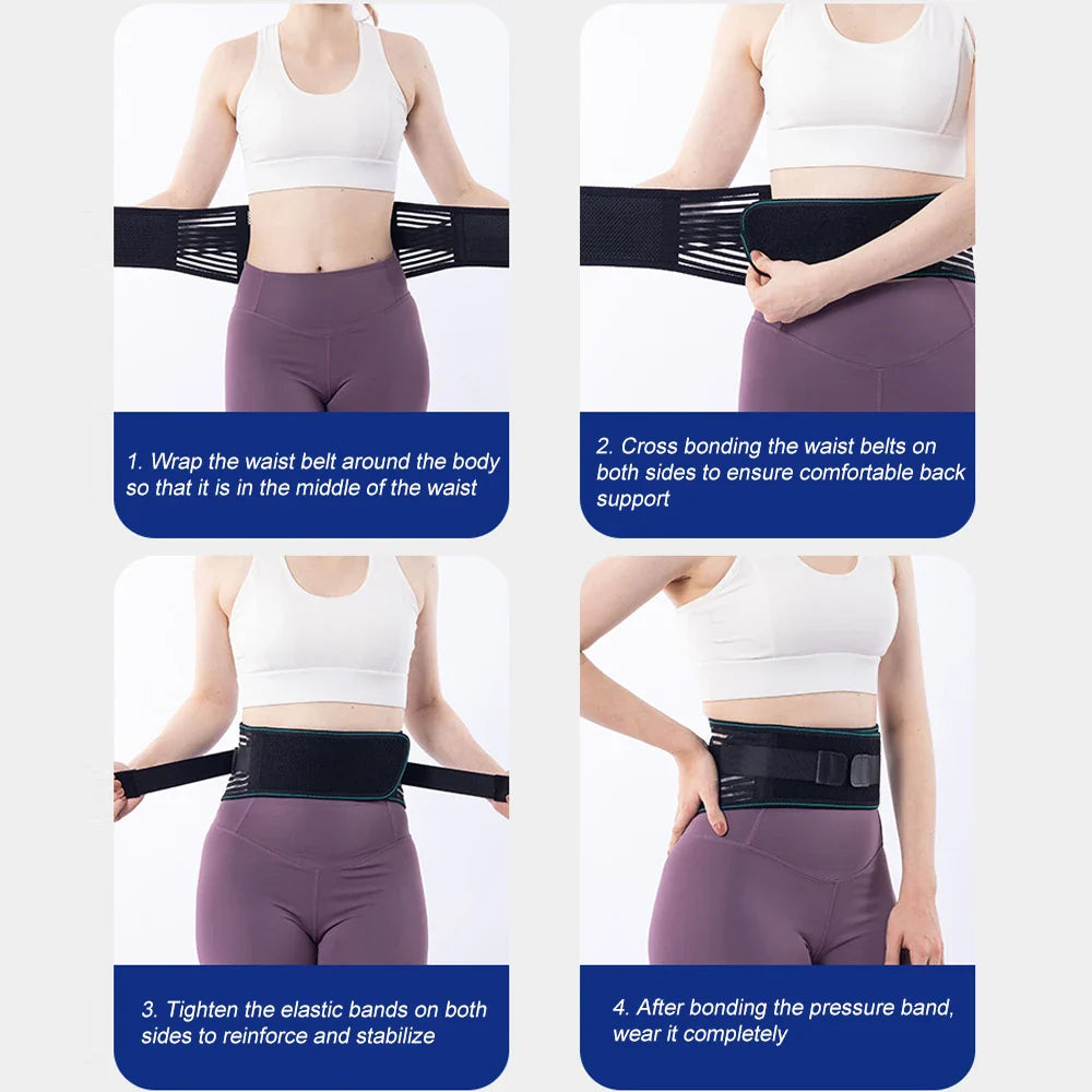 Adjustable Lower Back Brace for Pain Relief – Lumbar Support Belt for Sciatica, Breathable Design with 4 Steel Stays for Stability
