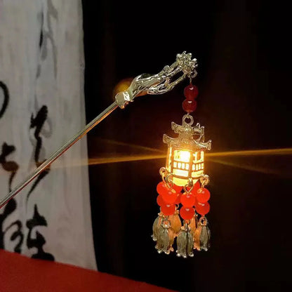 Luminous Antique Lantern Hairpin - Palace Tassel Hair Stick Jewelry for Women, Hanfu, Weddings and Parties