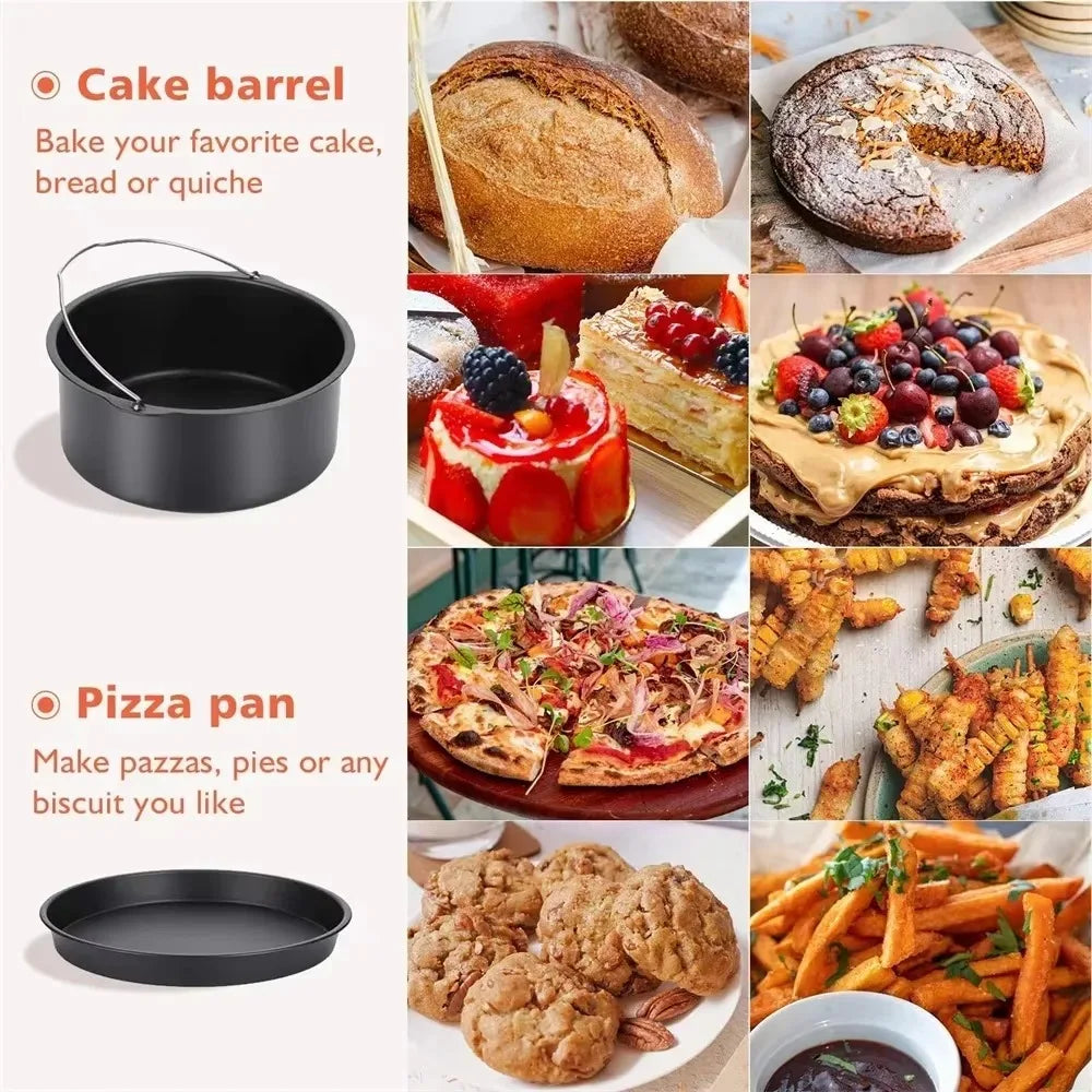 Non-Stick Cake Pan - 6/7/8 Inch Oven & Air Fryer Bakeware with Handles for Pizza, Cakes & Desserts