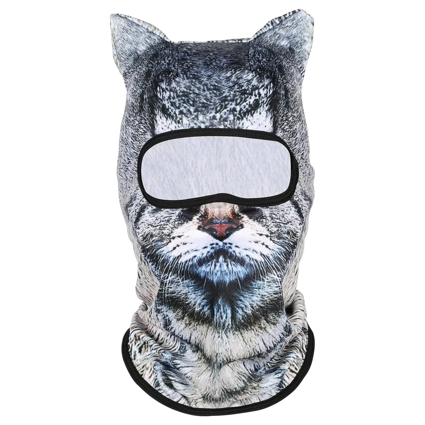 3D Cat Ski Balaclava - Cute Animal Face Covering Full Face Hood Mask for Motorcycle, Skiing & Snowboarding