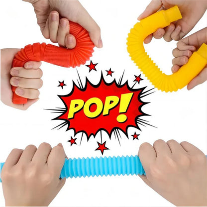 Colorful Pop Tubes Fidget Toys - Telescopic Sensory Stress Relief Toys for Kids & Adults