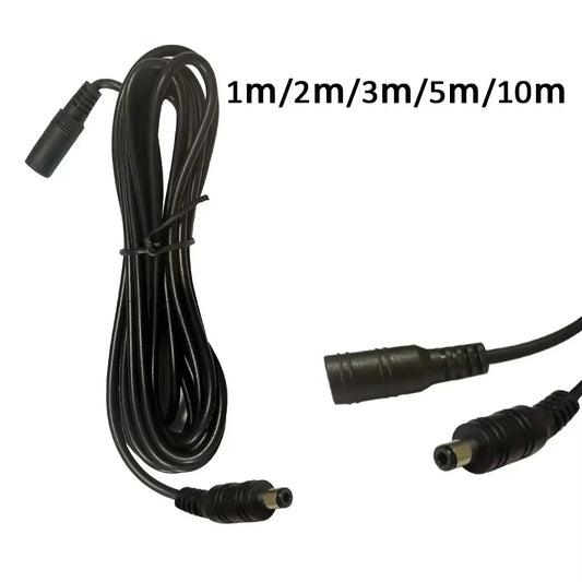 DC Extension Power Cable - 2.1mm x 5.5mm Female to Male Connector Cord for LED Lights, CCTV & Electronics