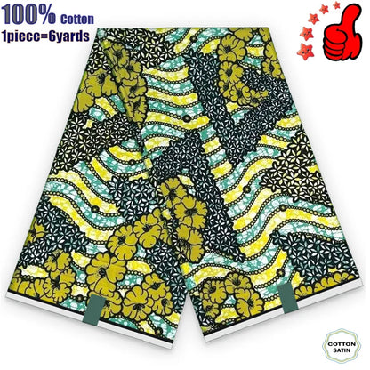 African Real Wax Fabric - High Quality 100% Cotton Ankara Pagne for Women’s Dresses