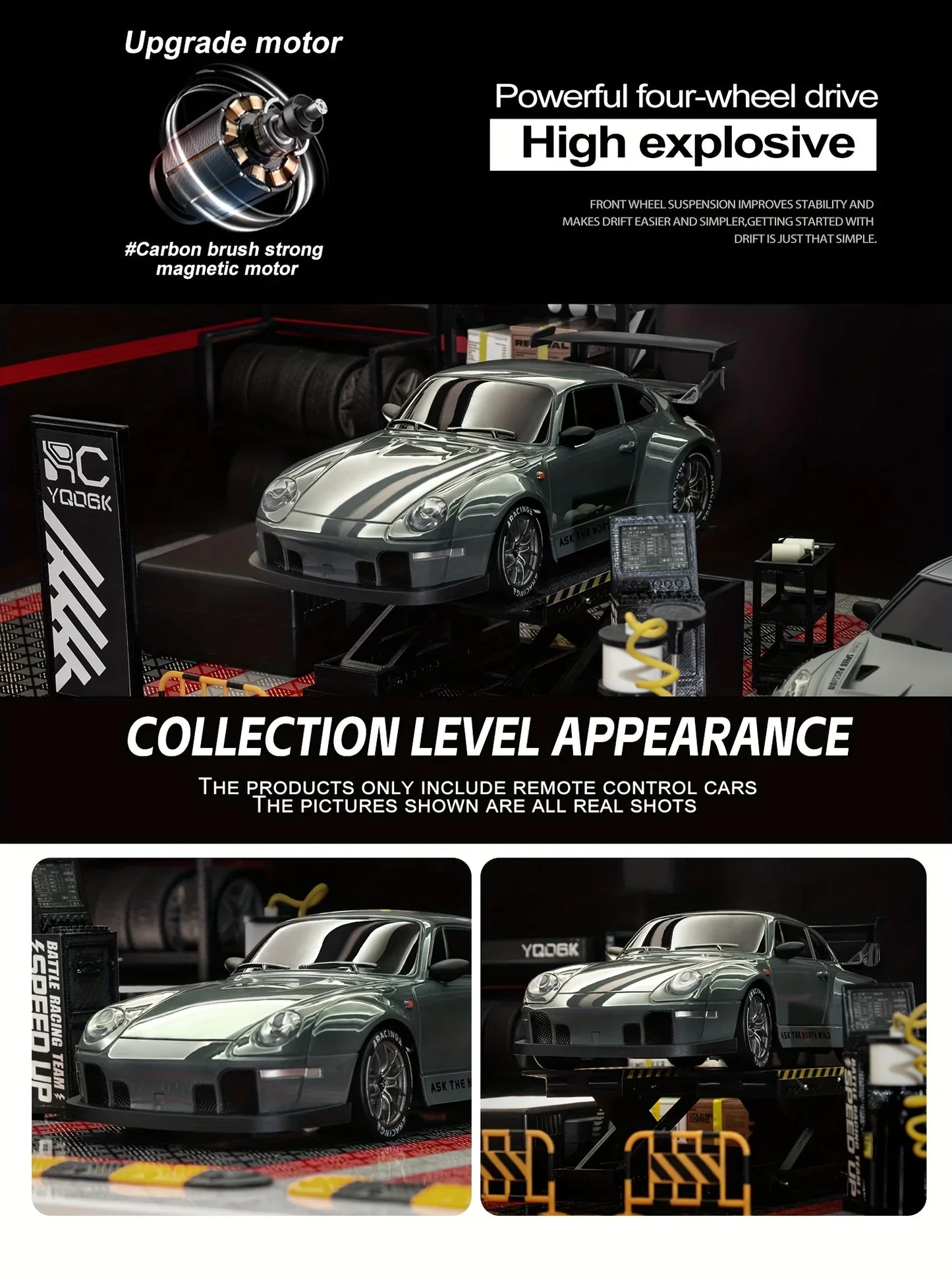 1:24 RC Drift Car — 4WD High-Speed Remote Control Sport Car with LED Lights & Extra Drifting Tire, Kids & Adult Gift