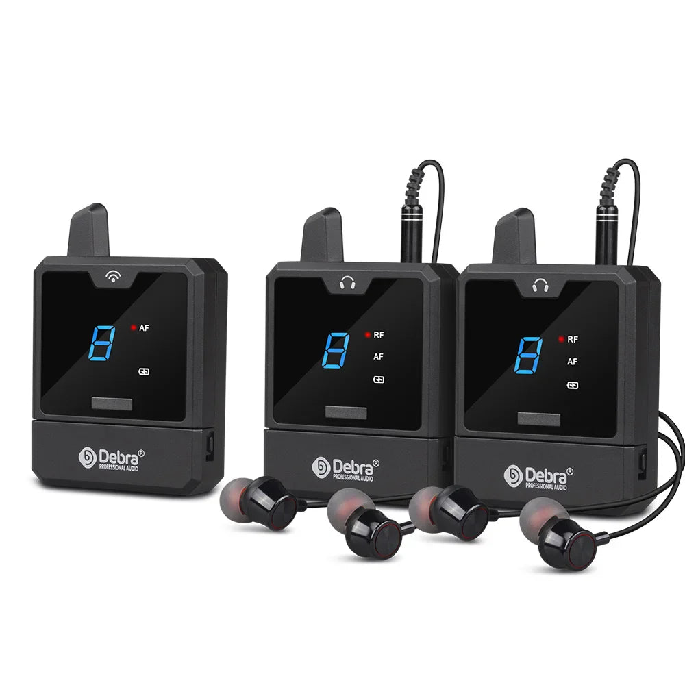 Debra Portable UHF IEM Wireless In-Ear Monitor System – Rechargeable Audio Mini for Music, Live Broadcast & Audio Monitoring