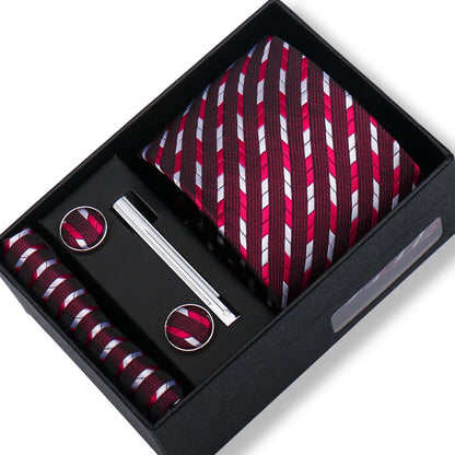 Men’s Green Tie Gift Box Set - Premium Business Necktie with Hanky, Cufflinks & Tie Clip for Wedding Formal Wear