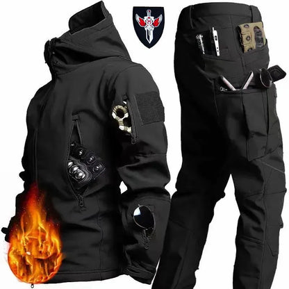 Shark Skin Soft Shell Tactical Suit – Windproof Breathable Plush Outdoor Training Jacket & Pants Set