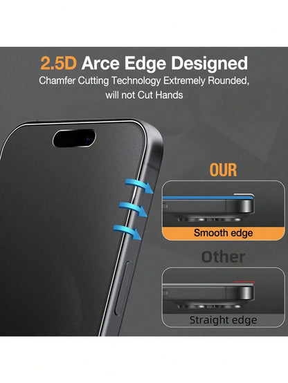 3PCS Matte Anti-Peeping Tempered Glass Screen Protector – Compatible with iPhone 16/16 Pro/16 Pro Max/17/17 Pro/17 Pro Max/17 Air