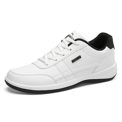 MAEDEF Men's Leather Sneakers – Waterproof Casual Lace-Up Footwear, Comfortable Vulcanized Shoes for Men