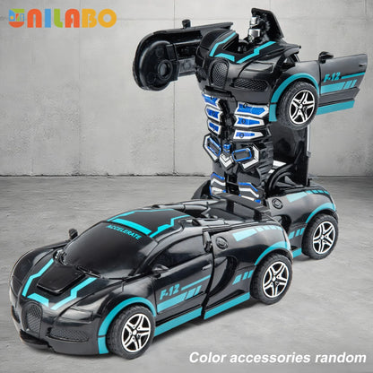 Transformable Robot Sports Car Toy - Battery-Free Educational Vehicle Model for Kids' Play & Learning