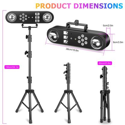 U'King Mini 5-in-1 Stage Effect Light - Sound Activated DJ Party Strobe & Magic Ball with Remote