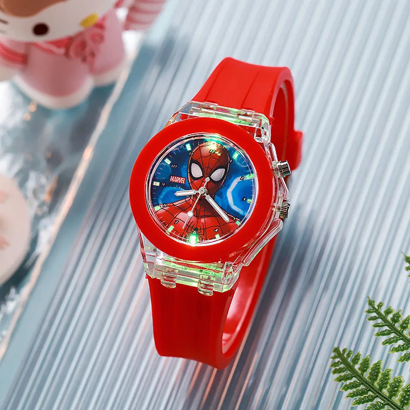 Spider-Man Kids Flash Light Watch - Silicone Strap Cartoon Digital Toy Clock Gift for Boys