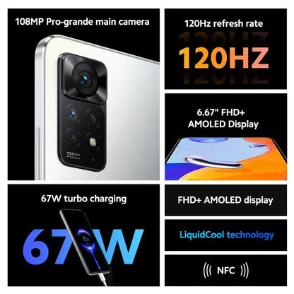 Xiaomi Redmi Note 11 Pro 5G Smartphone - 8GB 256GB Helio G96 108MP Camera 120Hz NFC Global Version