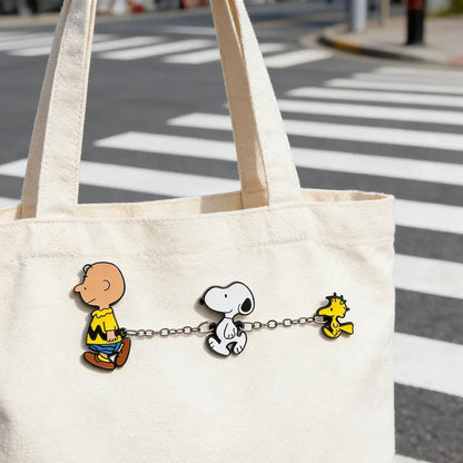 Snoopy Chain Enamel Pin - Cute Cartoon Lapel Badge for Backpacks, Clothing and Fan Gifts