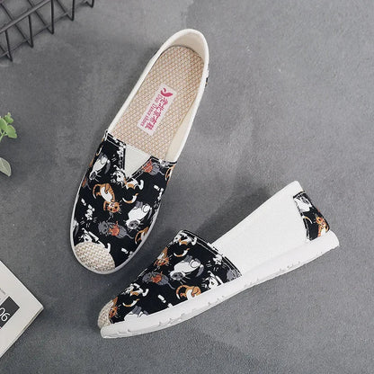 Women’s Breathable Mesh Slip-On Flats - Lightweight Casual Printed Fisherman Shoes for Everyday Fashion
