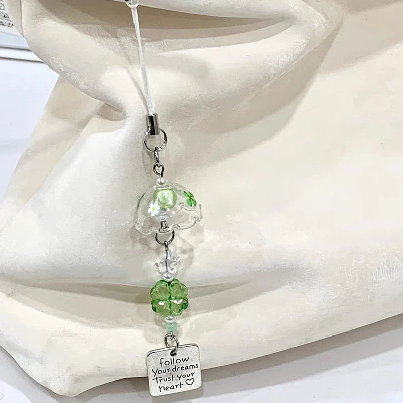 Transparent Wind Chime Keychain – Cute Kawaii Pendant for Mobile, Bag, and Home Decoration
