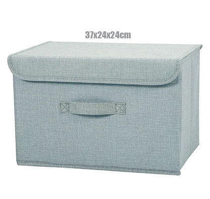 Washable Cotton Linen Folding Storage Box – CD, Toy & Laundry Organizer with Lid