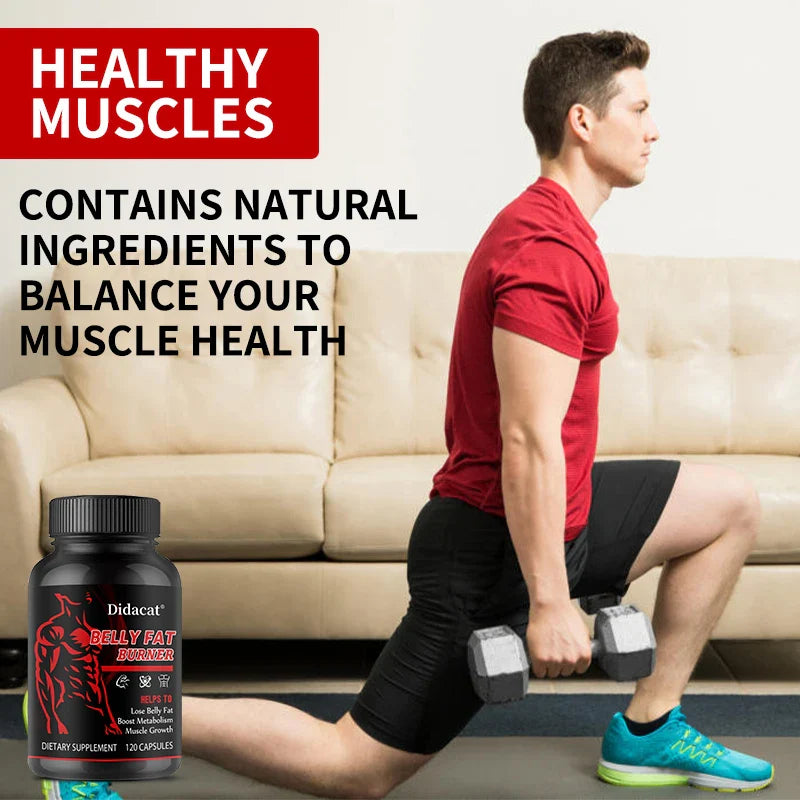 Men’s Belly Fat Burner Supplement – Caffeine-Free Metabolism Support for Fat Reduction, Muscle Definition & Ab Training Support