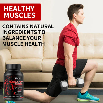Men’s Belly Fat Burner Supplement – Caffeine-Free Metabolism Support for Fat Reduction, Muscle Definition & Ab Training Support