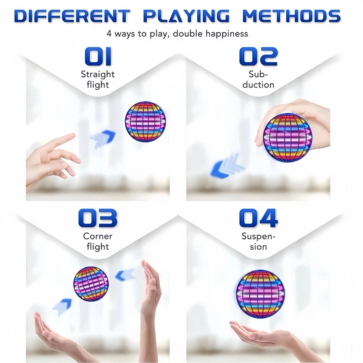 Flying Boomerang Ball with LED Lights – Magic Hover Flyorb Drone Spinner Toy for Kids Gifts