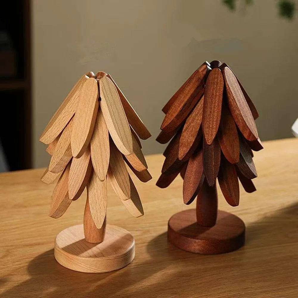 Tree Design Wooden Trivet – Decorative Heat-Resistant Table Mat & Pot Coaster