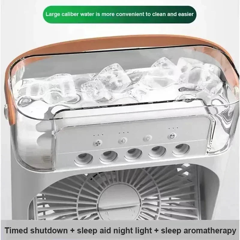 3-in-1 Mini Air Cooler Fan – Portable Household Air Conditioner with LED Night Light, Humidifier, and Adjustable Air for Home & Office