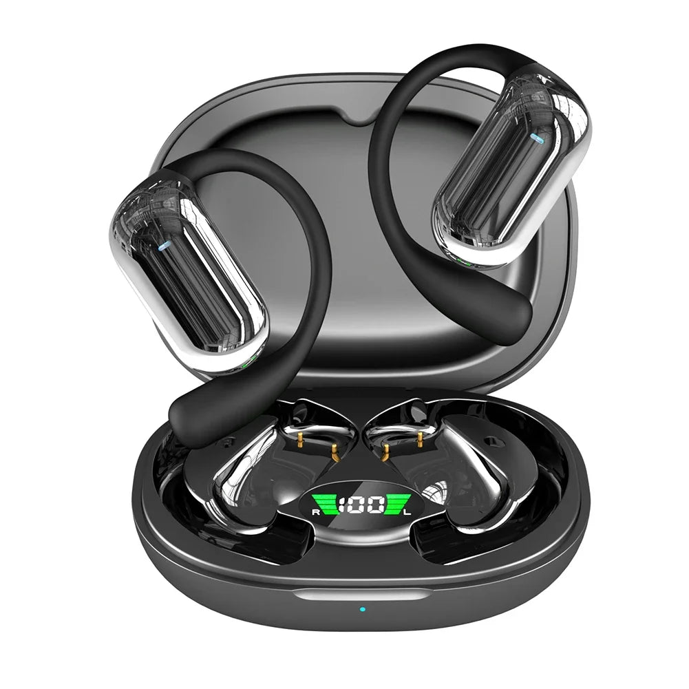 Bluetooth 5.3 AI Translation Earbuds - Open Ear Hook Headphones for Running, Fitness & Real-Time Language Learning