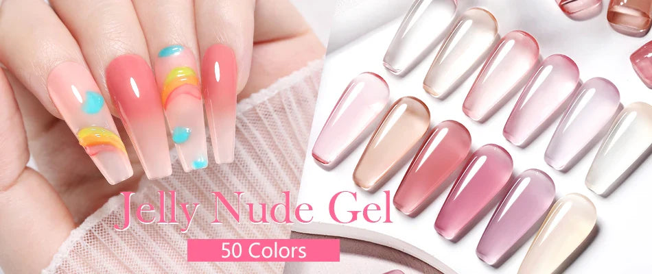 BORN PRETTY 7ml 6Pcs Soda Ice Jelly Gel Nail Polish Set - Gorgeous Full Coverage, Semi-Permanent Soak Off UV Gel Varnish