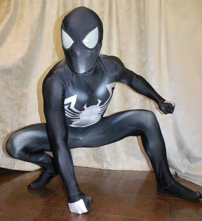 Halloween Venom Symbiote Spider Costume - Men’s Black Superhero Zentai Bodysuit for Cosplay Parties