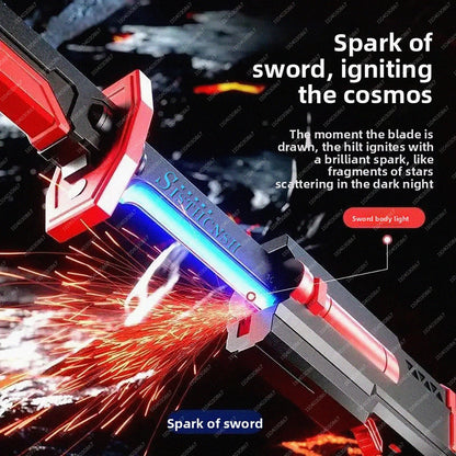 Colorful Glowing Sword Toy - LED Streamer Light Sword with Spark & Smoke Effects for Kids Christmas & Birthday Gifts