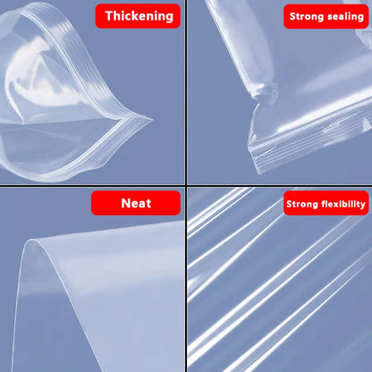 100PCS Thick Zipper Sealed Bags – Clear Plastic Storage Bags for Jewelry, Food Packing, Reclosable Ziplock Bags