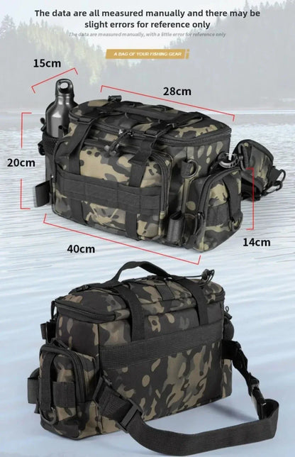 Portable Fishing Tackle Shoulder Bag – Storage Bag with Rod Holder for Outdoor Sports & Fly Fishing