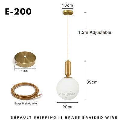 XCLuuHY Nordic Pendant Light - Modern Glass Ball Hanging Lamp for Living Room, Bedroom & Dining Room Decor