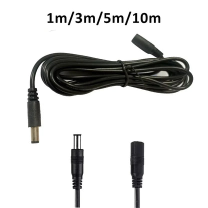 DC Extension Cable - 2.1mm x 5.5mm Female to Male Power Cord Adapter for LED Lights, CCTV & Electronic Devices