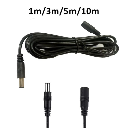 DC Extension Cable - 2.1mm x 5.5mm Female to Male Power Cord Adapter for LED Lights, CCTV & Electronic Devices