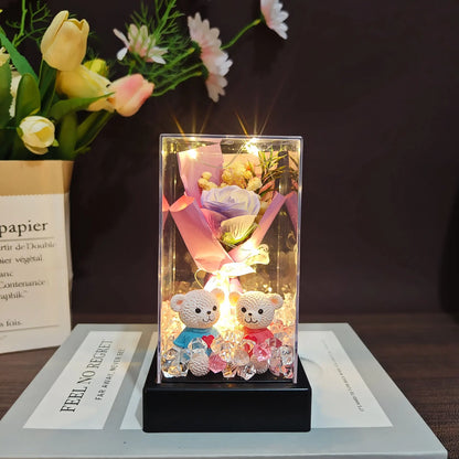 LED Eternal Rose Gift - 24K Gold Foil Flower with Glass Dome Light for Valentine’s Day, Wedding & Special Occasions