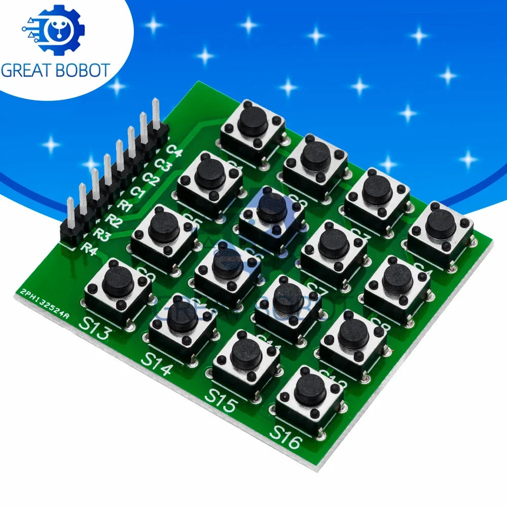 4x4 Matrix Keypad Module - 16-Key 8-Pin Button Keyboard for Arduino DIY and Breadboard Projects
