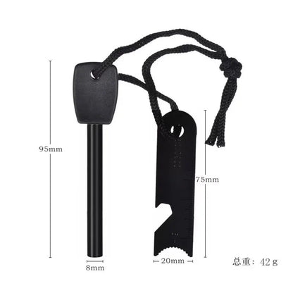3-in-1 Long Magnesium Fire Starter – Survival Ignition Rod with Whistle & Compass