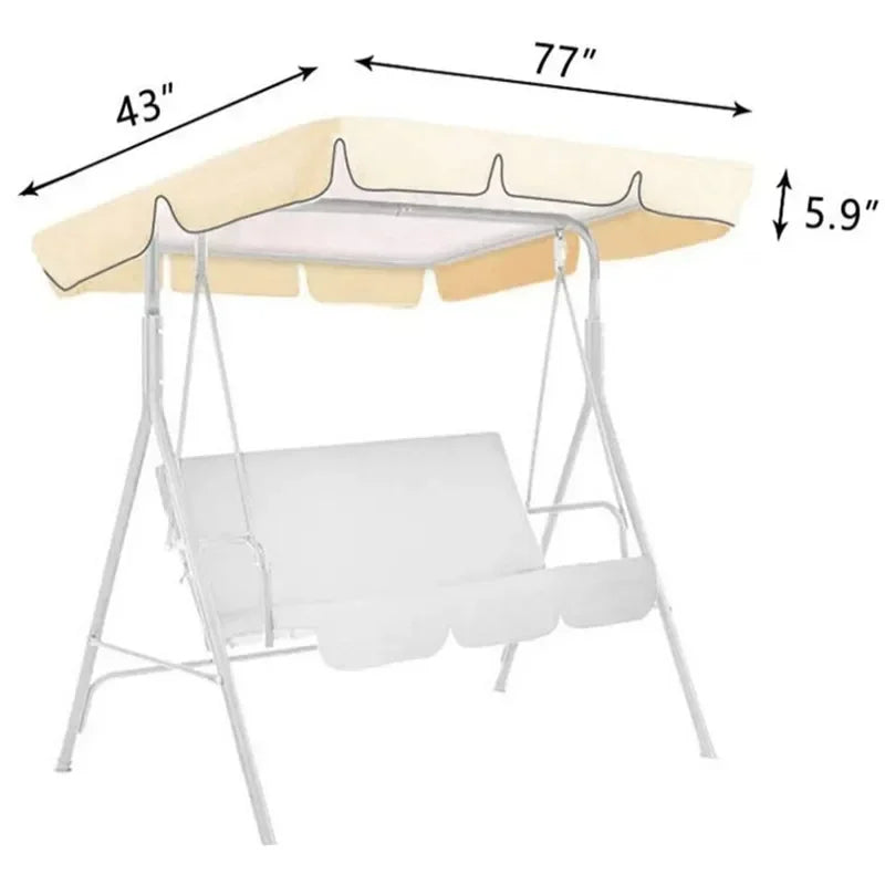 Outdoor Swing Canopy Cover - UV Waterproof 3 Seater Chair Top Replacement Shade for Patio, Yard & Hammock Seats