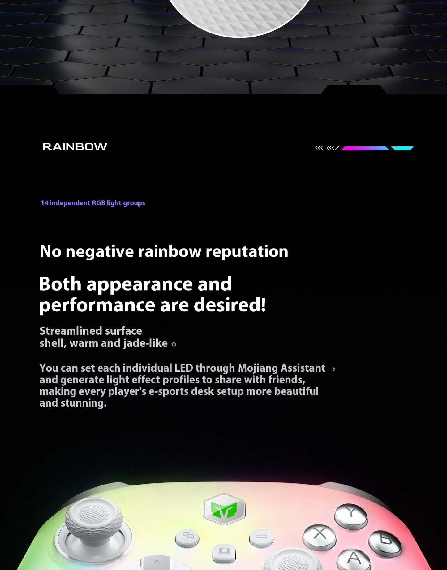 Bigbigwon Rainbow3 Wireless Game Controller Charging Base – RGB Magnetic Dock for PC Gaming